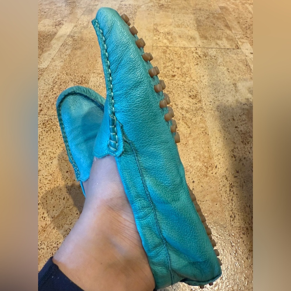 New Chocolat Blu Tara Leather Moccasin Loafer Teal Women’s Shoes Size 9 - Picture 2 of 15